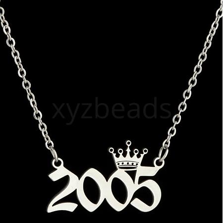 Crown Birth Year 201 Stainless Steel Pendant Necklaces for Women FS-WG4E8F2-66-1
