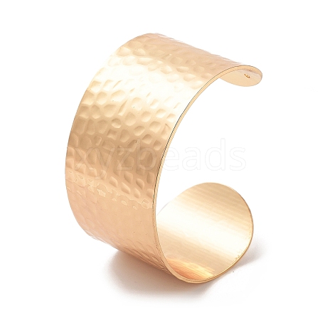 304 Stainless Steel Textured Wide Open Cuff Bangles for Women BJEW-Z067-01G-01-1