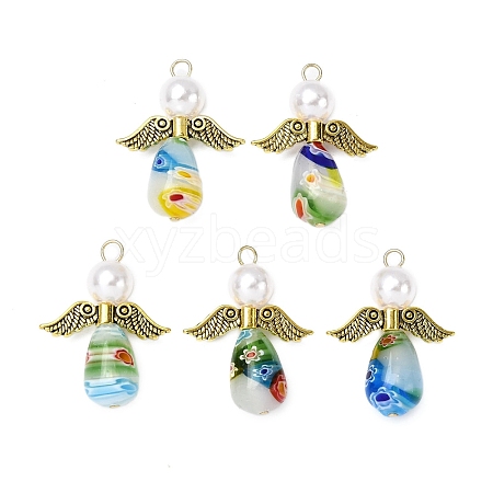 Handmade Millefiori Glass Pendants PALLOY-JF04573-02-1