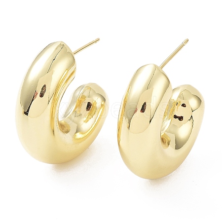 Rack Plating Brass Arch Stud Earrings EJEW-B027-07G-02-1