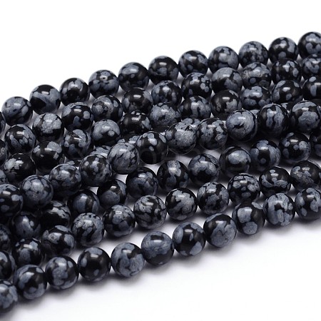 Natural Snowflake Obsidian Round Bead Strands G-J303-09-10mm-1