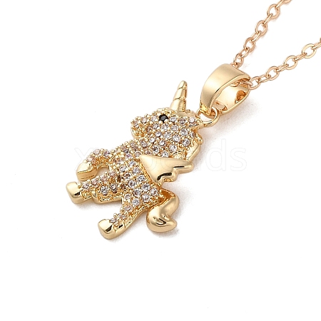 Brass Pave Cubic Zirconia Pendnat Necklaces NJEW-M219-01G-1