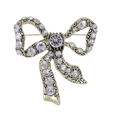 Bowknot Zinc Alloy Rhinestone Brooches PW-WG792CC-01-1