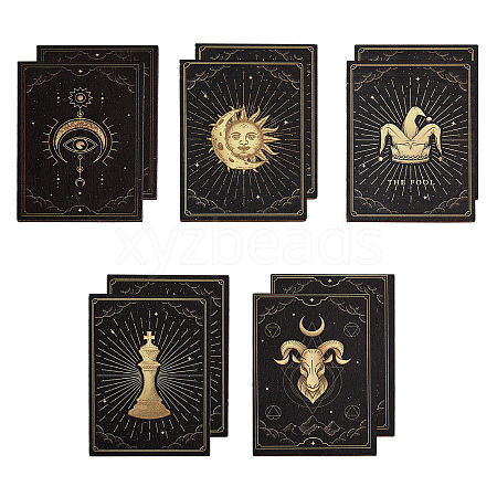 CHGCRAFT 10Pcs 5 Styles Wood Tarot Cards DJEW-CA0001-36-1