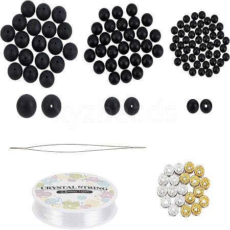 SUPERFINDINGS DIY Natural Black Agate Bracelet Making Kit DIY-FH0003-91-1