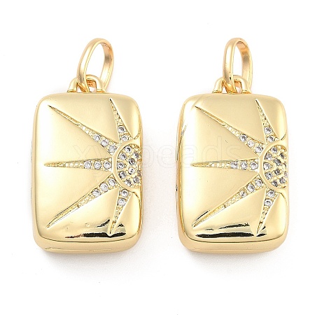 Brass Pave Clear Cubic Zirconia Pendants KK-U009-11B-G-1