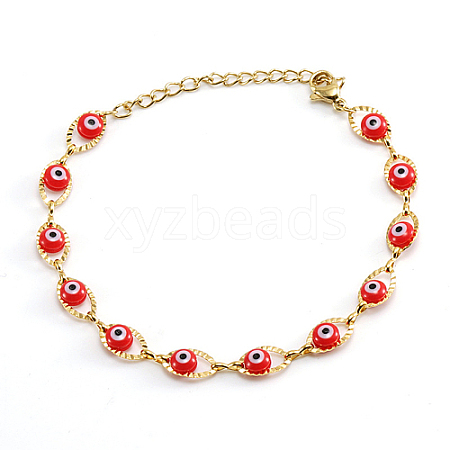Golden Stainless Steel Enamel Horse Eye Link Chain Bracelets JM1854-3-1