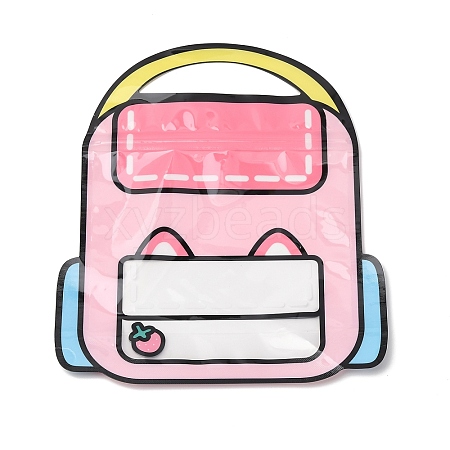 2Pcs Backpack Shaped Plastic Gift Storage Resealable Bags with Handles PL-CBADA12-01B-1