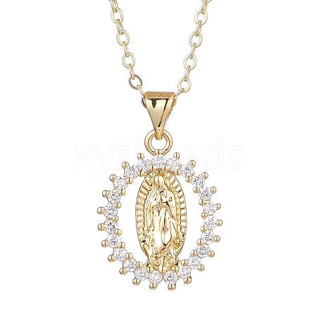 Brass Micro Pave Clear Cubic Zirconia Pendant Necklaces NJEW-JN04798-1