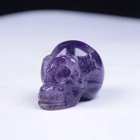 Natural Amethyst Carved Healing Skull Head Figurines PW-WG76897-02-1