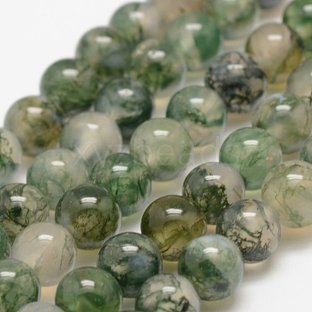 Natural Moss Agate Beads Strands G-F453-8mm-1