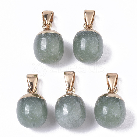 Top Golden Plated Natural Green Aventurine Pendants G-T131-03F-1