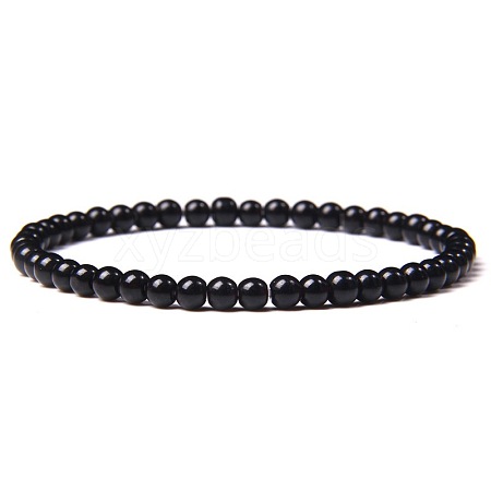 Natural Black Agate(Dyed & Heated) Beads Stretch Bracelets RM4767-1-1