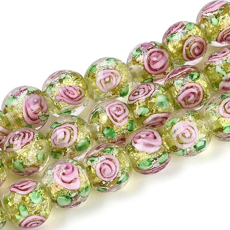 Handmade Foil Glass Beads Strands FOIL-N033-04D-1