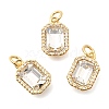 Brass Micro Pave Cubic Zirconia and Glass Pendants KK-N289-14G-01-1