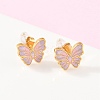 Butterfly 304 Stainless Steel Enamel Necklaces & Stud Earrings Setss for Women SJEW-K003-04G-3
