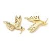 Rack Plating Brass Colorful Cubic Zirconia Bird Connector Charms KK-C084-14G-2