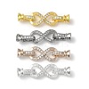 Rack Plating Brass Micro Pave Cubic Zirconia Fold Over Clasps KK-K377-12-1