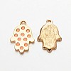 Light Gold Plated Alloy Enamel Hamsa Hand/Hand of Fatima/Hand of Miriam Pendants for Buddha Jewelry ENAM-J542-03KCG-1