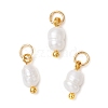 Natural Cultured Freshwater Pearl Potato Charms with Brass Jump Rings X-PALLOY-JF04176-01-1