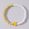 Summer Vacation Style Brass and Plastic Imitation Pearl Bead Bracelet for Women OF8500-3-1