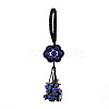 Flower Natural Lapis Lazuli Braided Thread Pendant Decorations HJEW-K046-04C-1