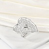 Anti-Tarnish 304 Stainless Steel Heart Open Cuff Rings RJEW-M047-08P-1