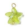 100Pcs Gradient Color Baking Painted Transparent Glass Starfish Connector Charms PALLOY-JF03296-3