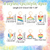 8Pcs 8 Style Pride Rainbow Alloy Enamel Pendant Stitch Markers HJEW-NB00030-2