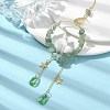 Wire Wrapped Natural Green Aventurine Chips & Brass Ring Pendant Decorations HJEW-TA00102-03-2