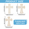 ARRICRAFT 15Pcs 3 Styles Unfinished Wood Cross Pendants WOOD-AR0001-31-2