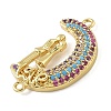 Rack Plating Brass Micro Pave Colorful Cubic Zirconia Moon with Couple Connector Charms KK-A234-083G-2