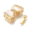 Brass Micro Pave Clear Cubic Zirconia Box Clasps with Acrylic KK-H480-05G-2