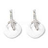 Brass Micro Pave Clear Cubic Zirconia Square Dangle Earrings Findings EJEW-A149-01A-P-1