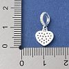 925 Sterling Silver Clear Cubic Zirconia Heart European Dangle Charms STER-H115-07S-3