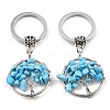 Synthetic Turquoise Flat Round with Tree of Life Pendant Keychain KEYC-E023-03O-1