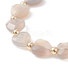 Natural Grey Agate Heart Beaded Bracelet BJEW-JB08697-04-4