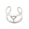 Clear Cubic Zirconia Initial Letter Open Cuff Ring RJEW-A012-01P-Y-1