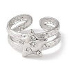 304 Stainless Steel Open Cuff Ring for Women RJEW-F166-06P-02-3