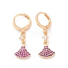 Brass Micro Pave Cubic Zirconia Leverback Earrings EJEW-K300-16G-4