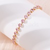 Brass Rhombus Cubic Zirconia Cup Chain Necklaces for Women NJEW-U033-01G-3