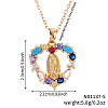 Vintage Brass Cubic Zirconia Religious Virgin Mary Heart Hollow Pendant Necklaces AB7554-1-4