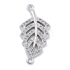 Rack Plating Brass Micro Pave Clear Cubic Zirconia Hollow Leaf Connector Charms KK-A234-055P-1