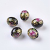 Flower Picture Printed Resin Beads RESI-J020-A05-2