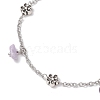 5Pcs 5 Styles Natural & Synthetic Gemstone Chip Tassel Alloy Link Anklets AJEW-AN00696-5