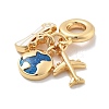 Brass Blue Enamel Earth & Plane European Dangle Charms KK-M305-05G-2