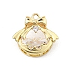 Brass Micro Pave Clear Cubic Zirconia Pendants KK-K371-30G-1
