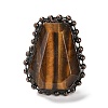 Natural Tiger Eye Open Cuff Ring RJEW-M166-03R-F-2