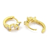 Rack Plating Leaf Brass Pave Clear Cubic Zirconia Hoop Earrings for Women EJEW-G410-57G-2