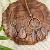Bohemian Style Alloy & Wood & Synthetic Turquoise Pendant Necklaces & Dangle Earrings Sets WG14320-02-2